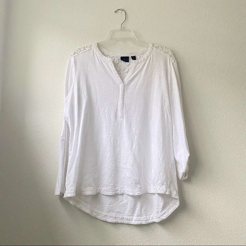 Westbound White Crochet Back Top